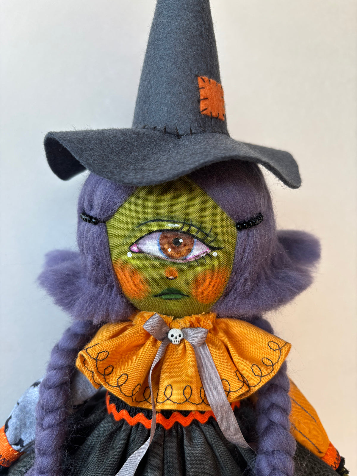 Handmade Halloween Cyclops Witch Doll