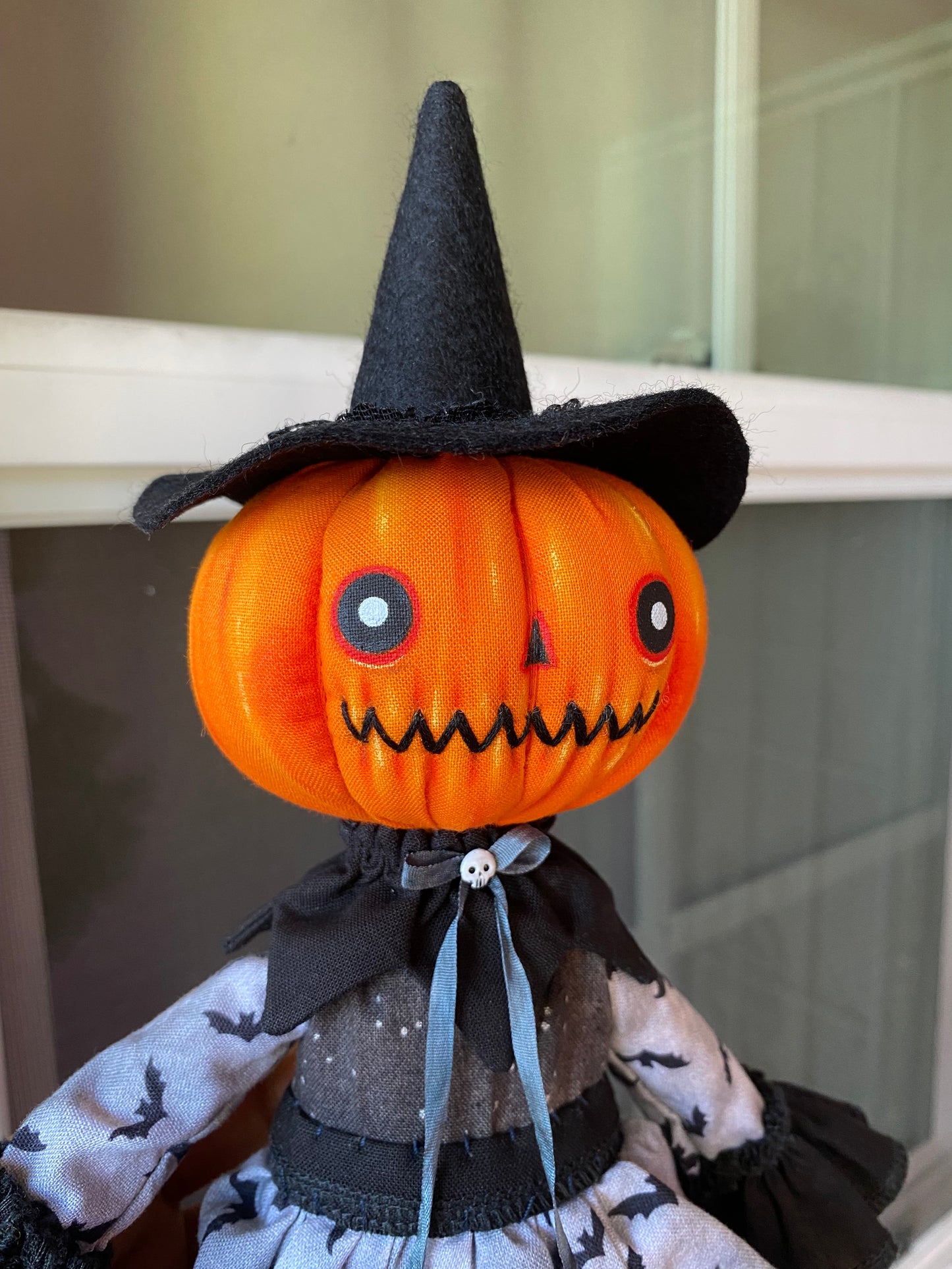 Handmade Pumpkin Witch Doll