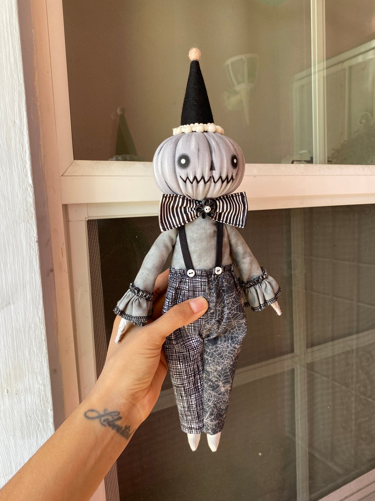 Handmade Pumpkin Clown Doll