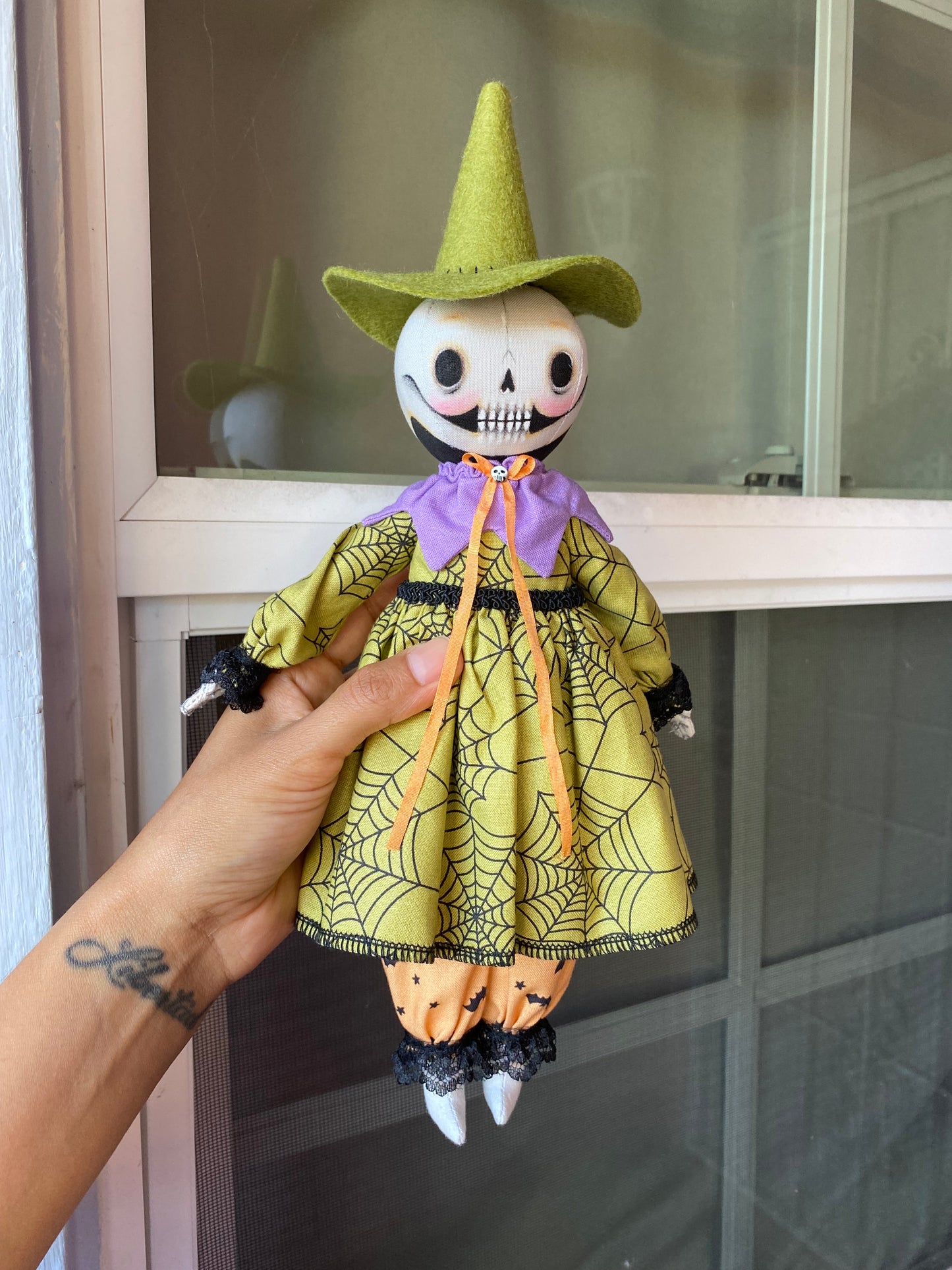 Handmade Halloween Skeleton Witch Doll