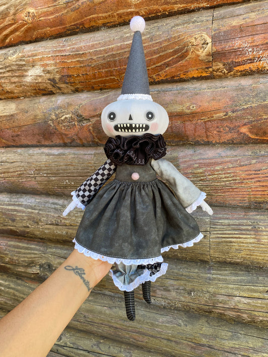 Handmade Pumpkin Clown Doll
