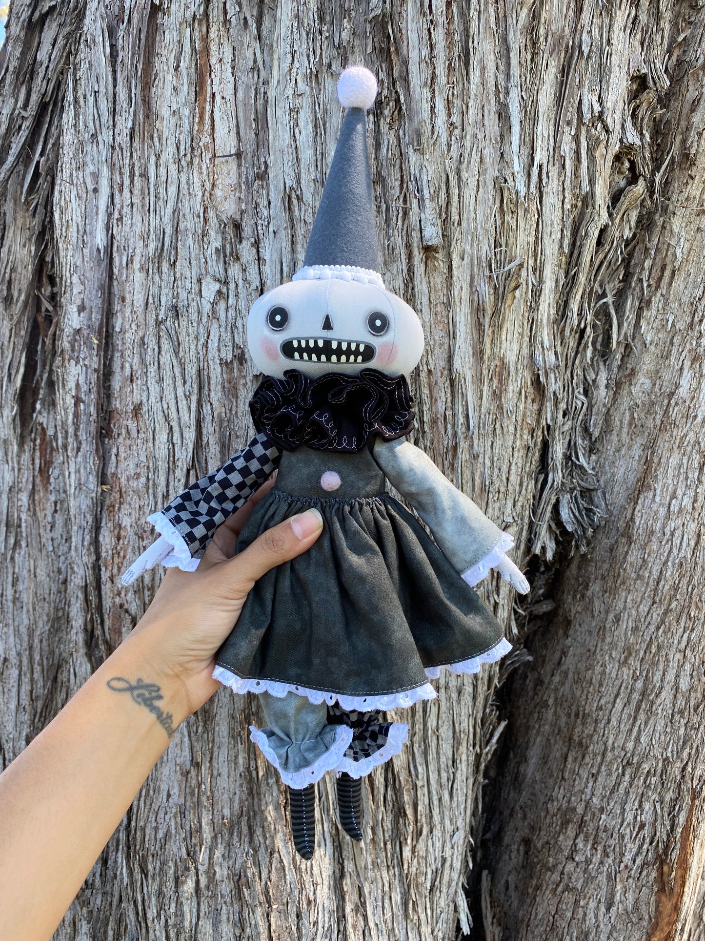 Handmade Pumpkin Clown Doll
