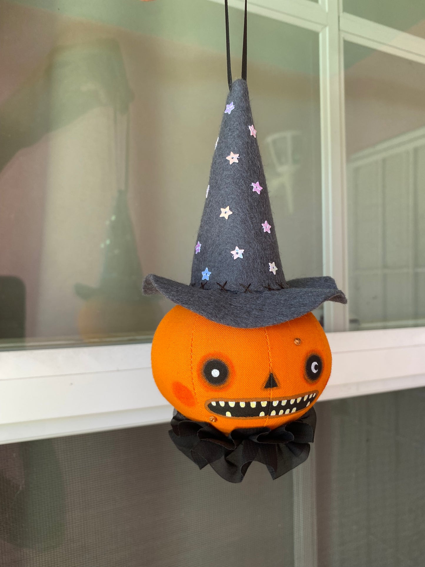 Handmade Pumpkin Witch Ornament
