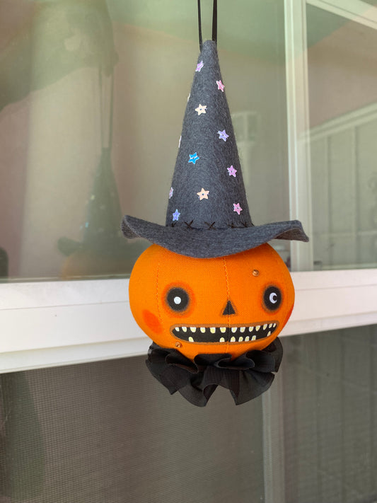 Handmade Pumpkin Witch Ornament