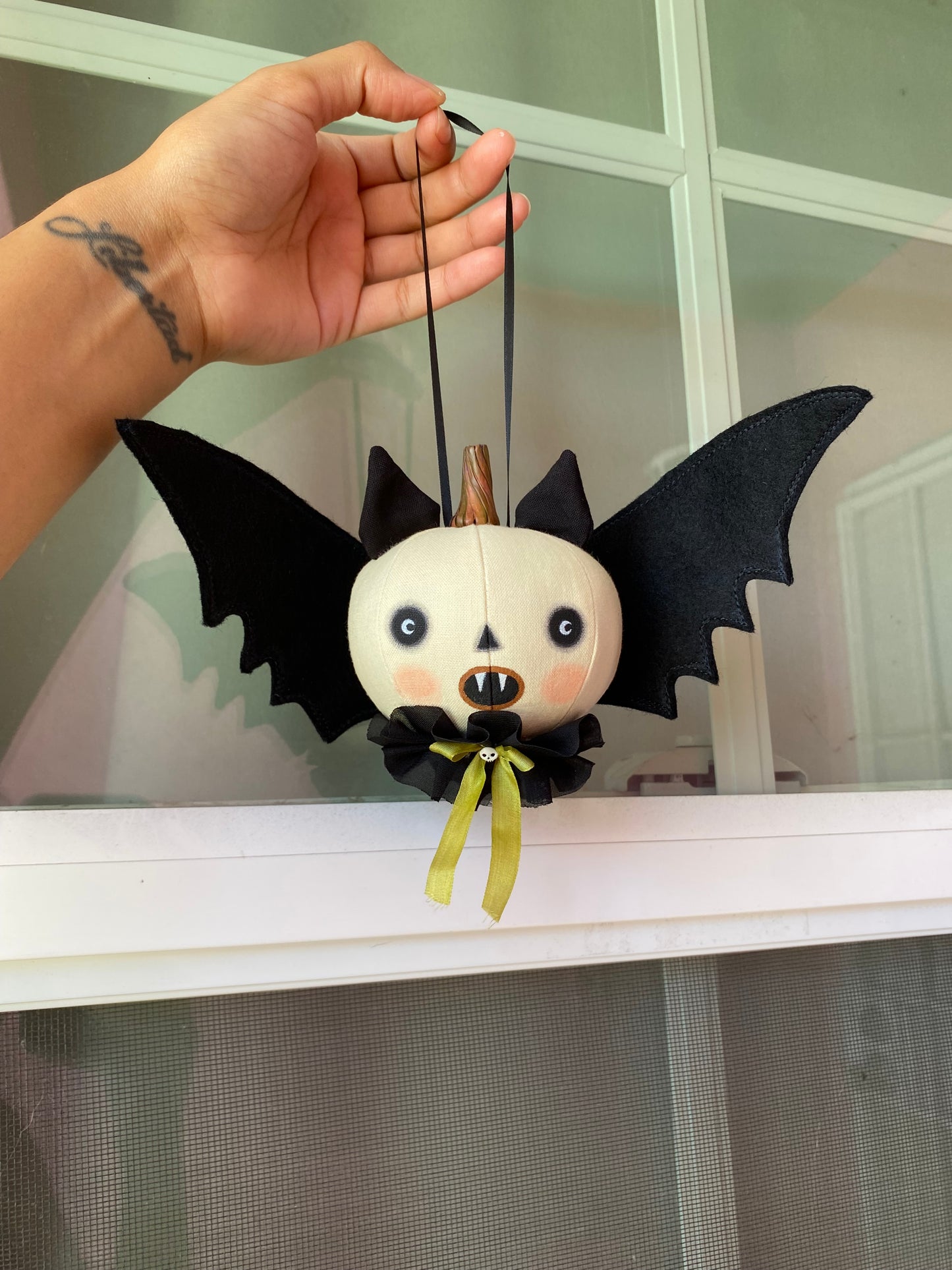 Handmade Pumpkin Bat Ornament