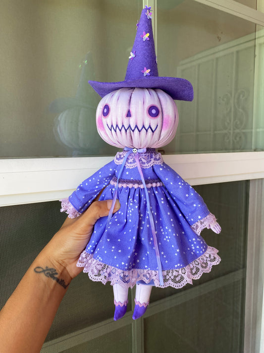 Handmade Purple Pumpkin Ghost Doll