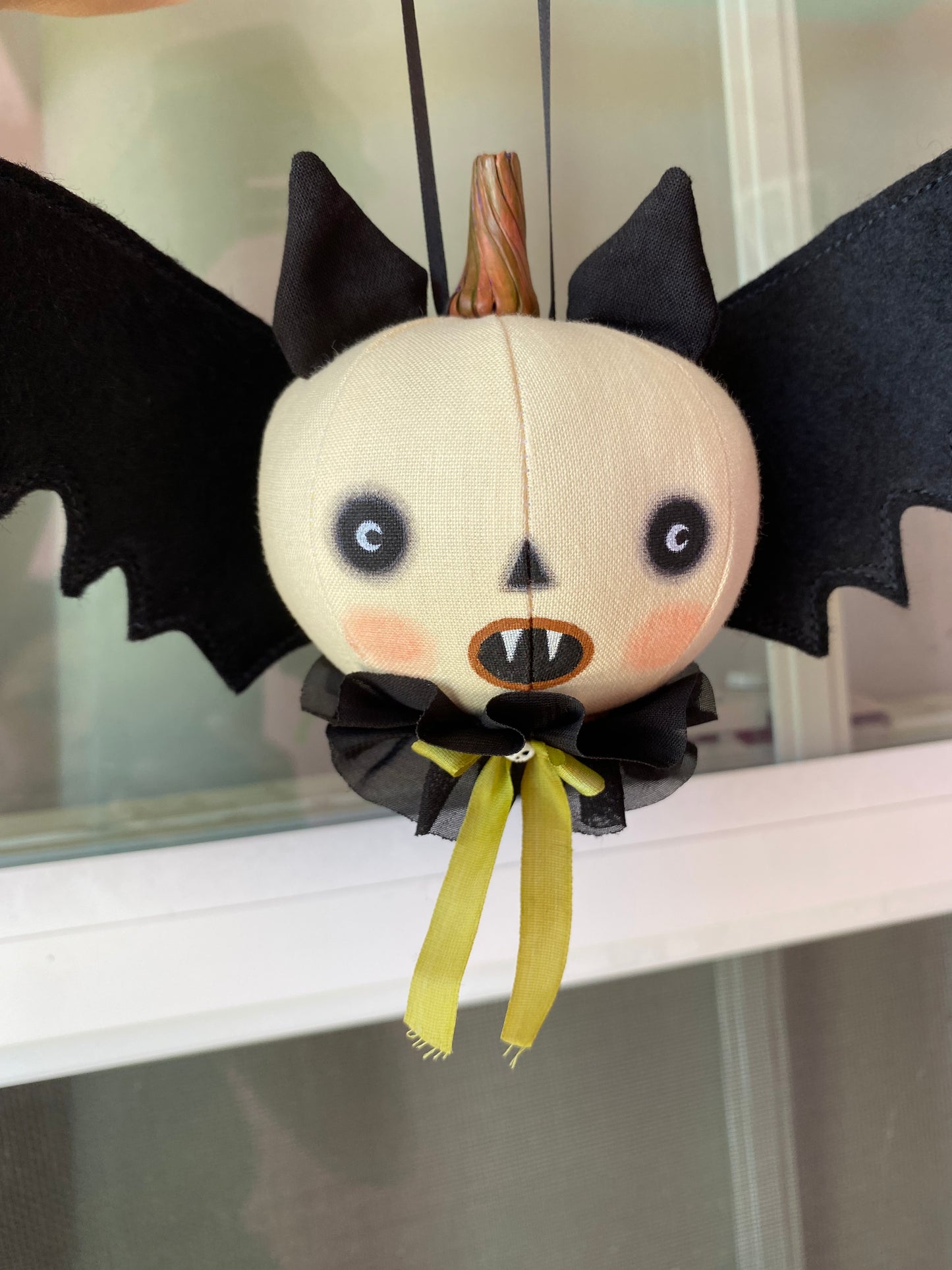 Handmade Pumpkin Bat Ornament