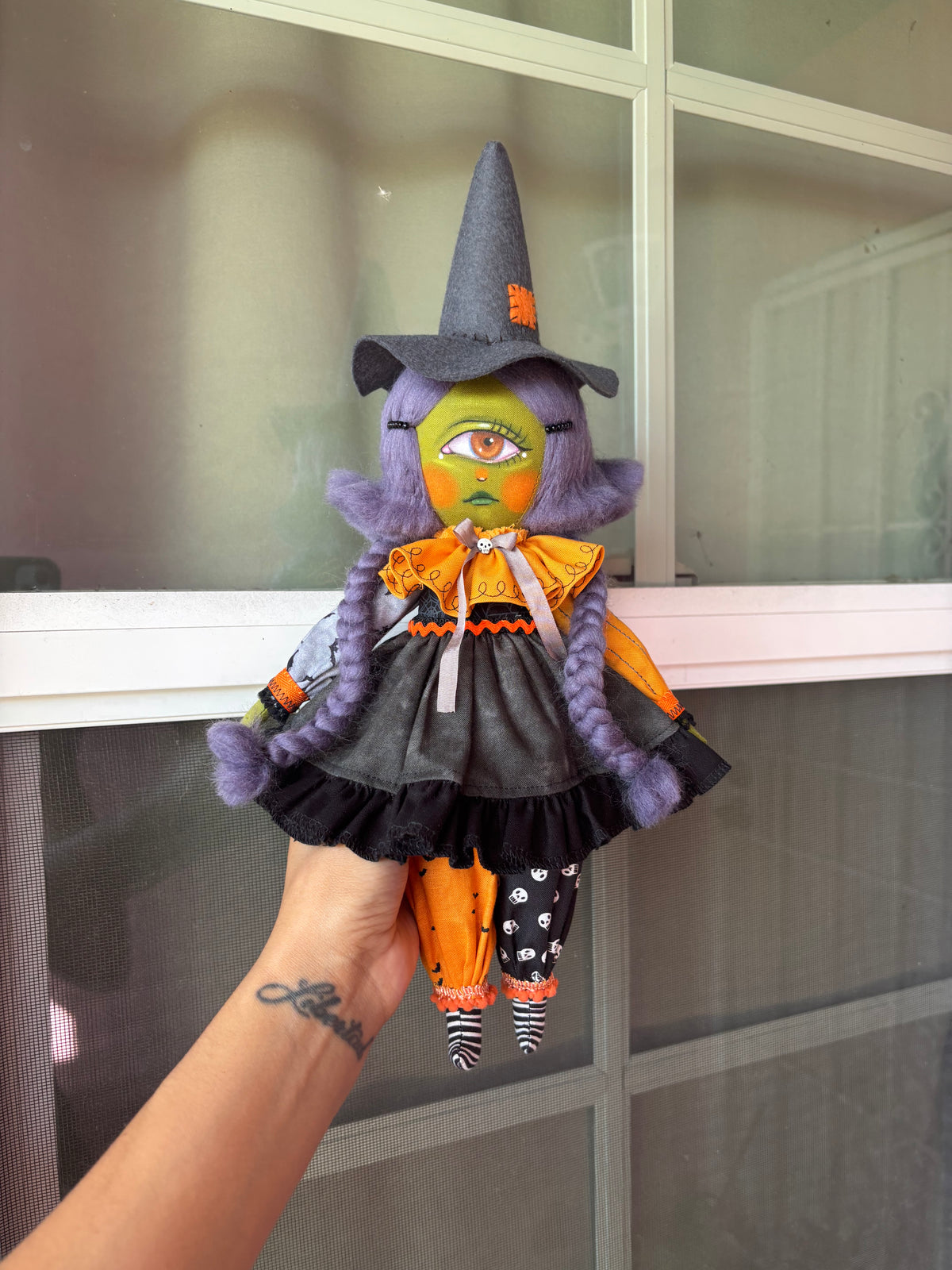 Handmade Halloween Cyclops Witch Doll