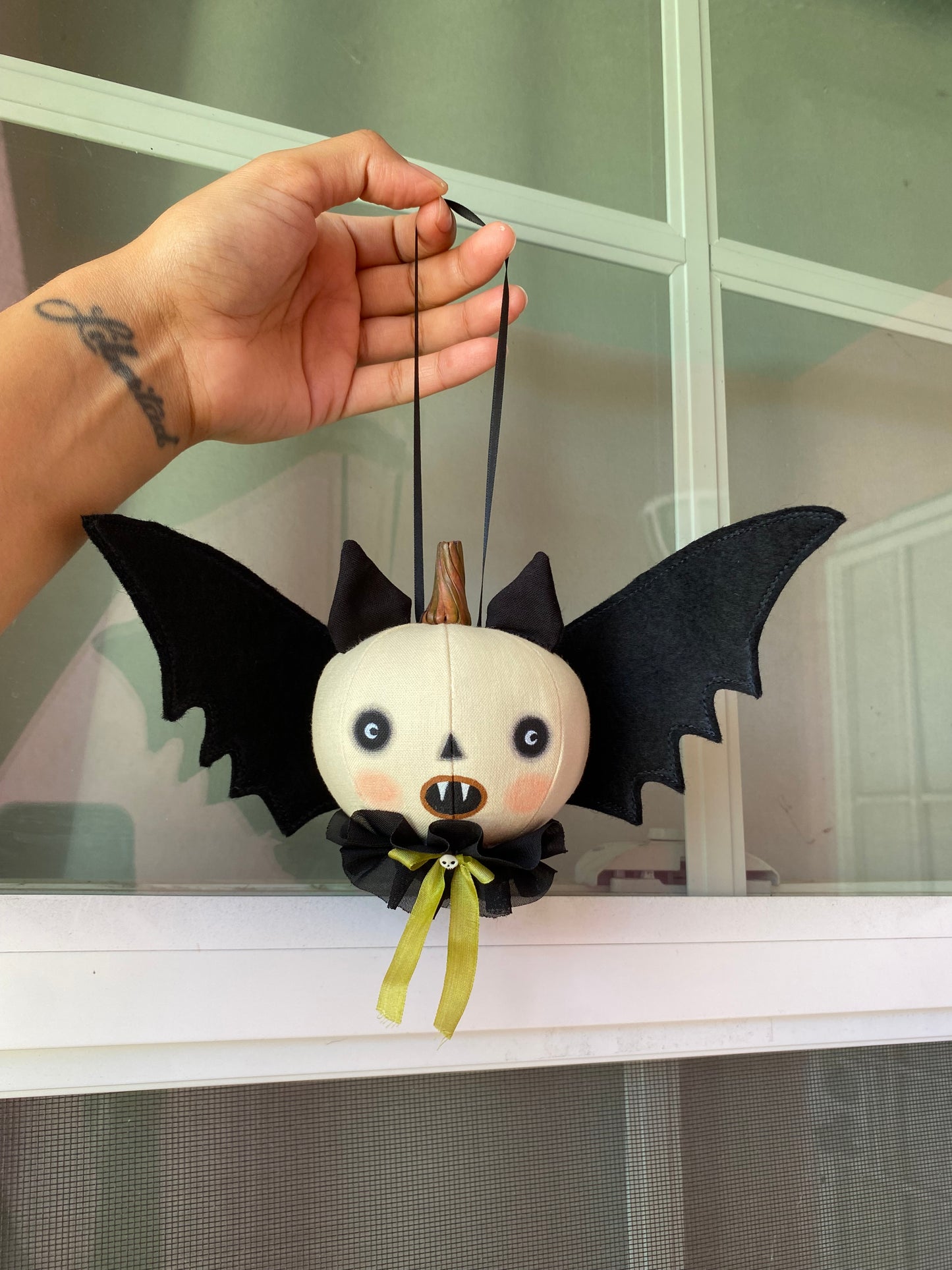 Handmade Pumpkin Bat Ornament