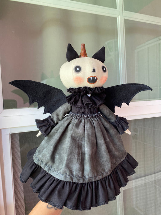 Handmade Pumpkin Bat Doll
