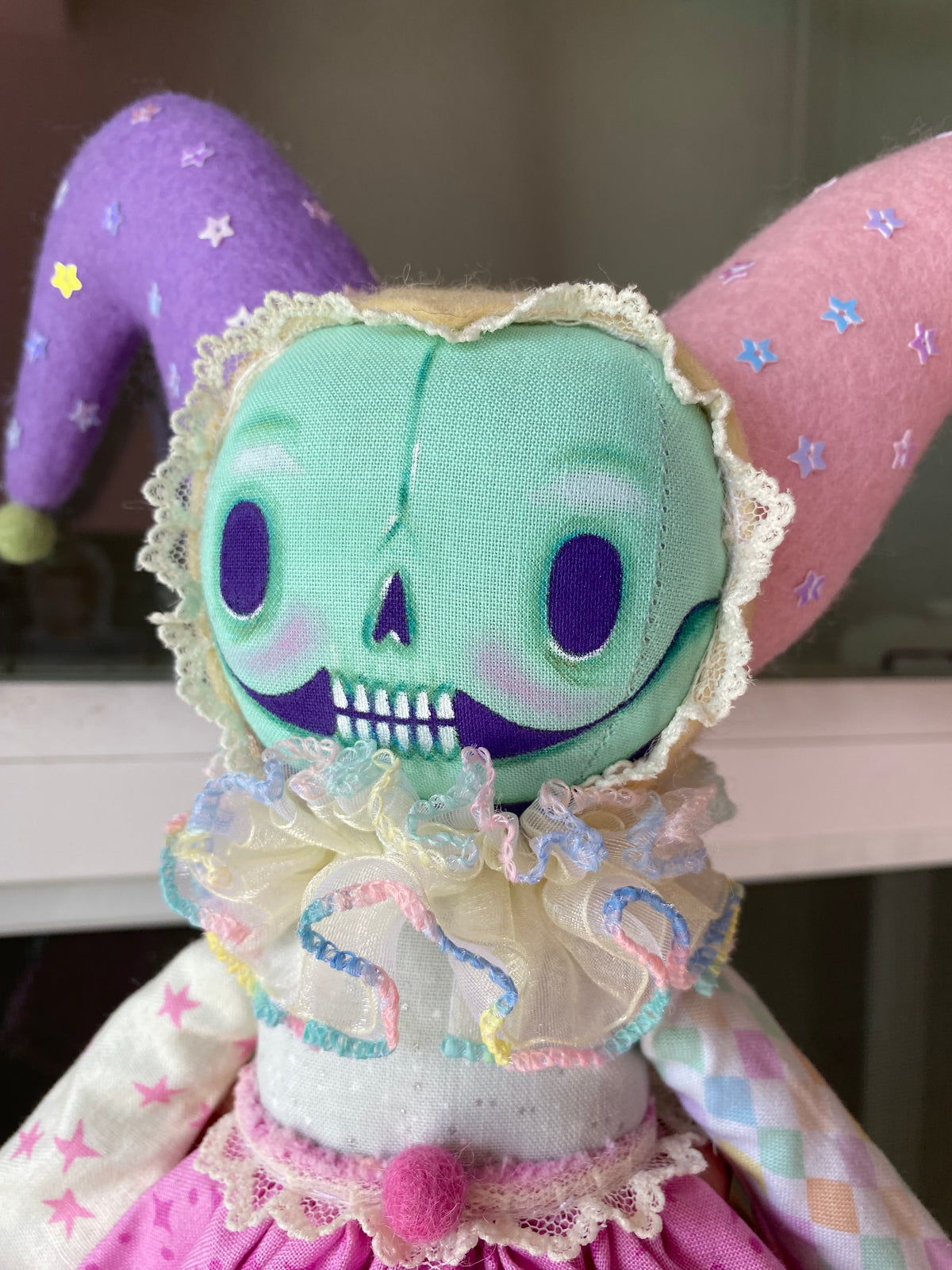 Handmade Skeleton Jester Doll