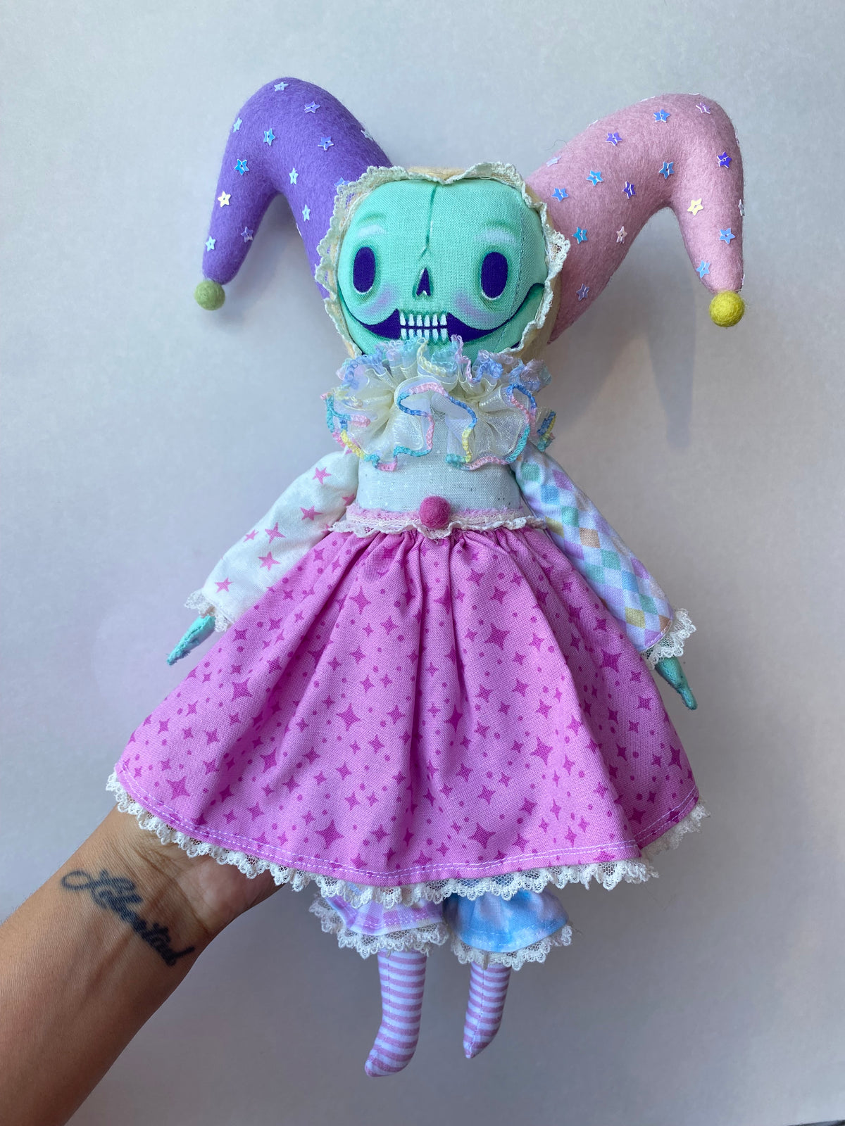 Handmade Skeleton Jester Doll