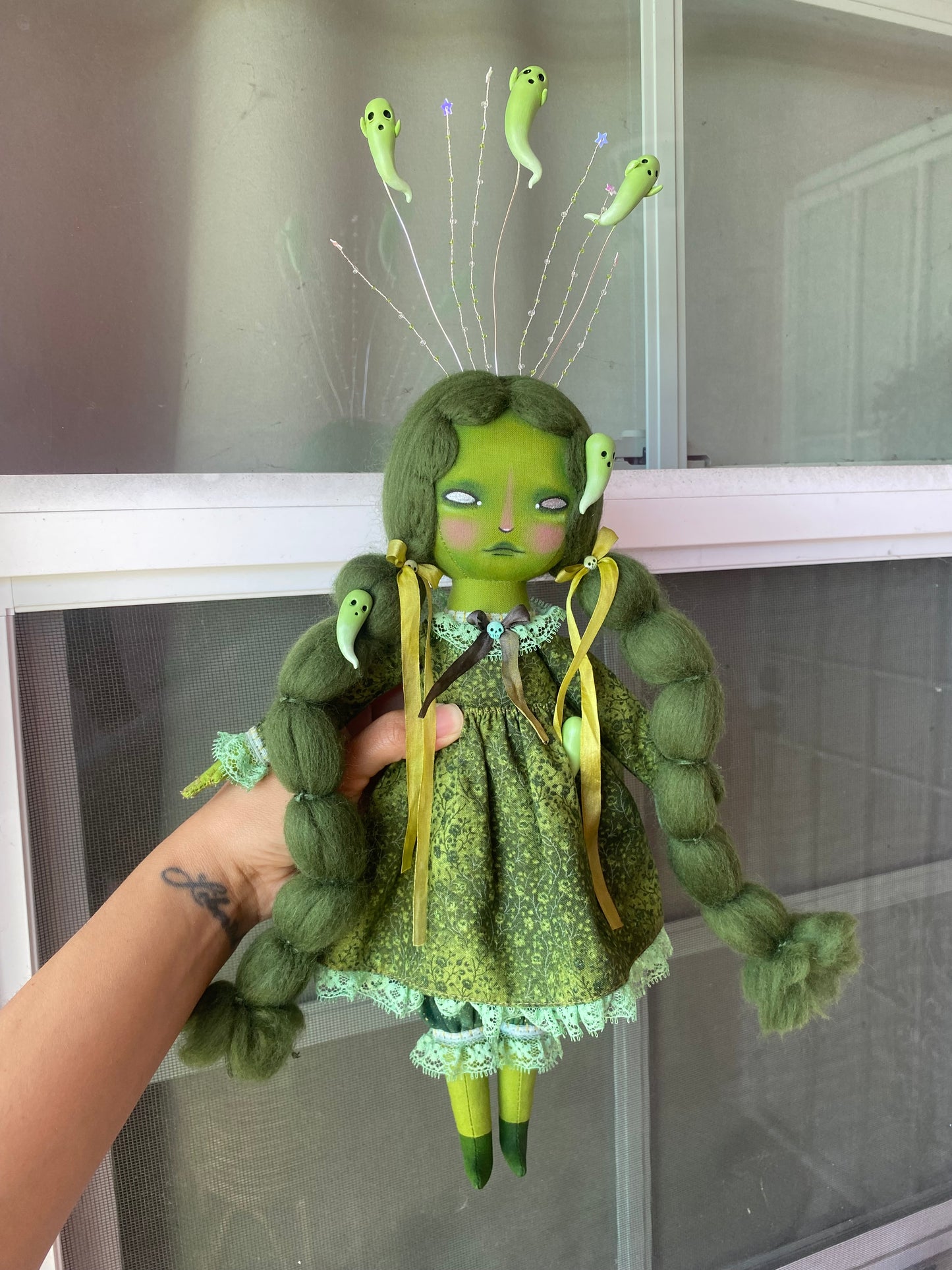 Handmade Green Ghost Doll