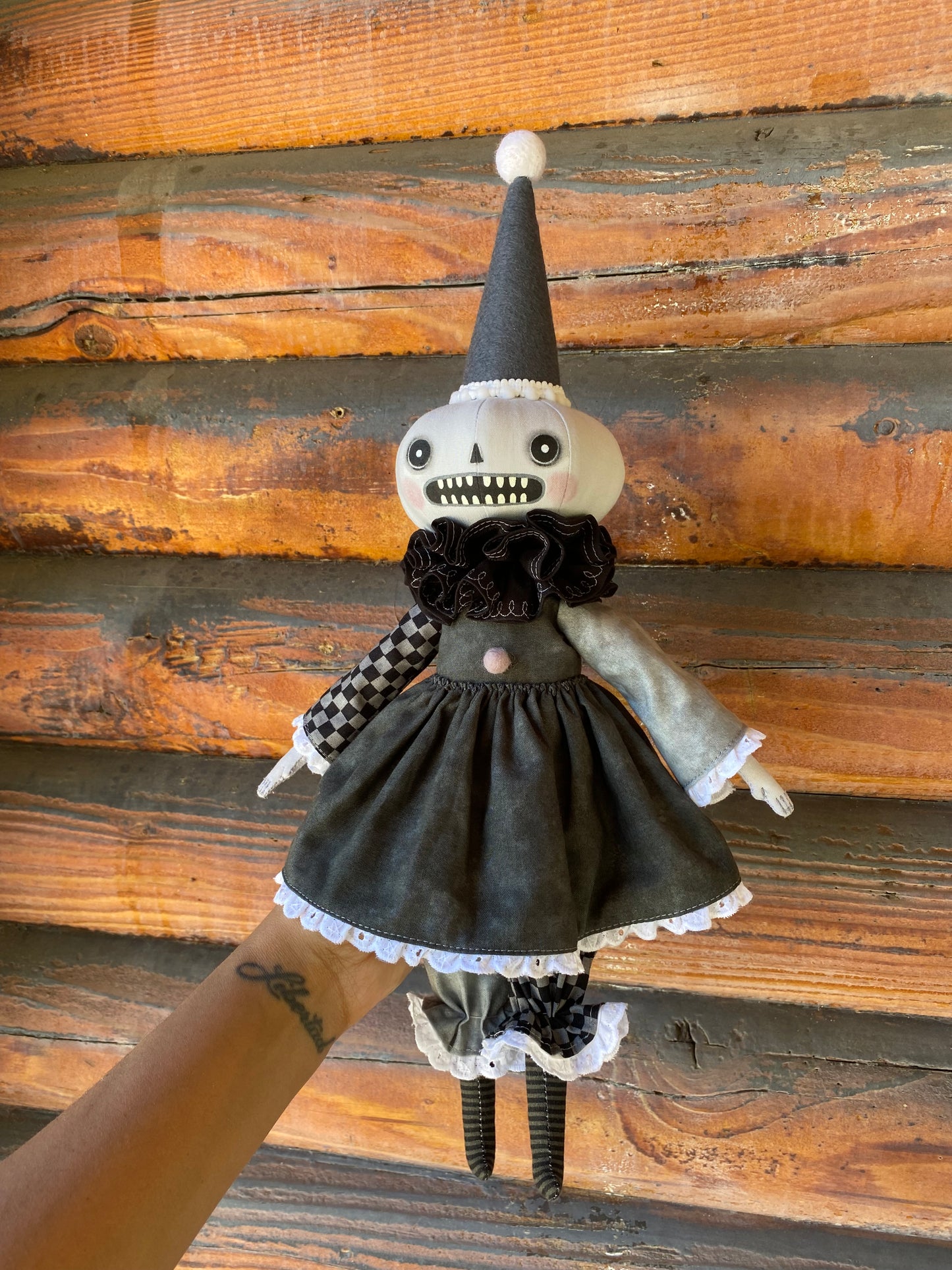 Handmade Pumpkin Clown Doll