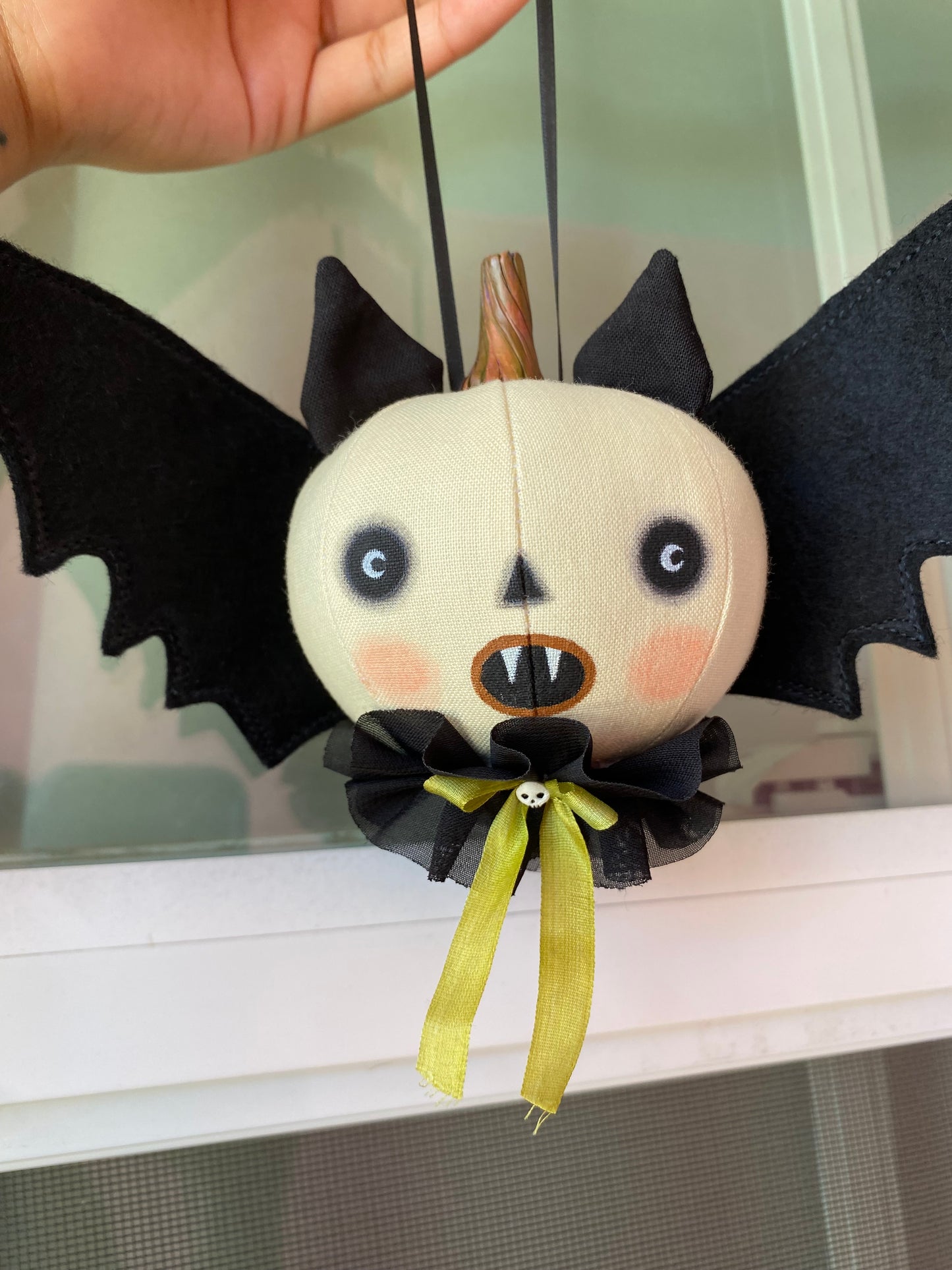 Handmade Pumpkin Bat Ornament