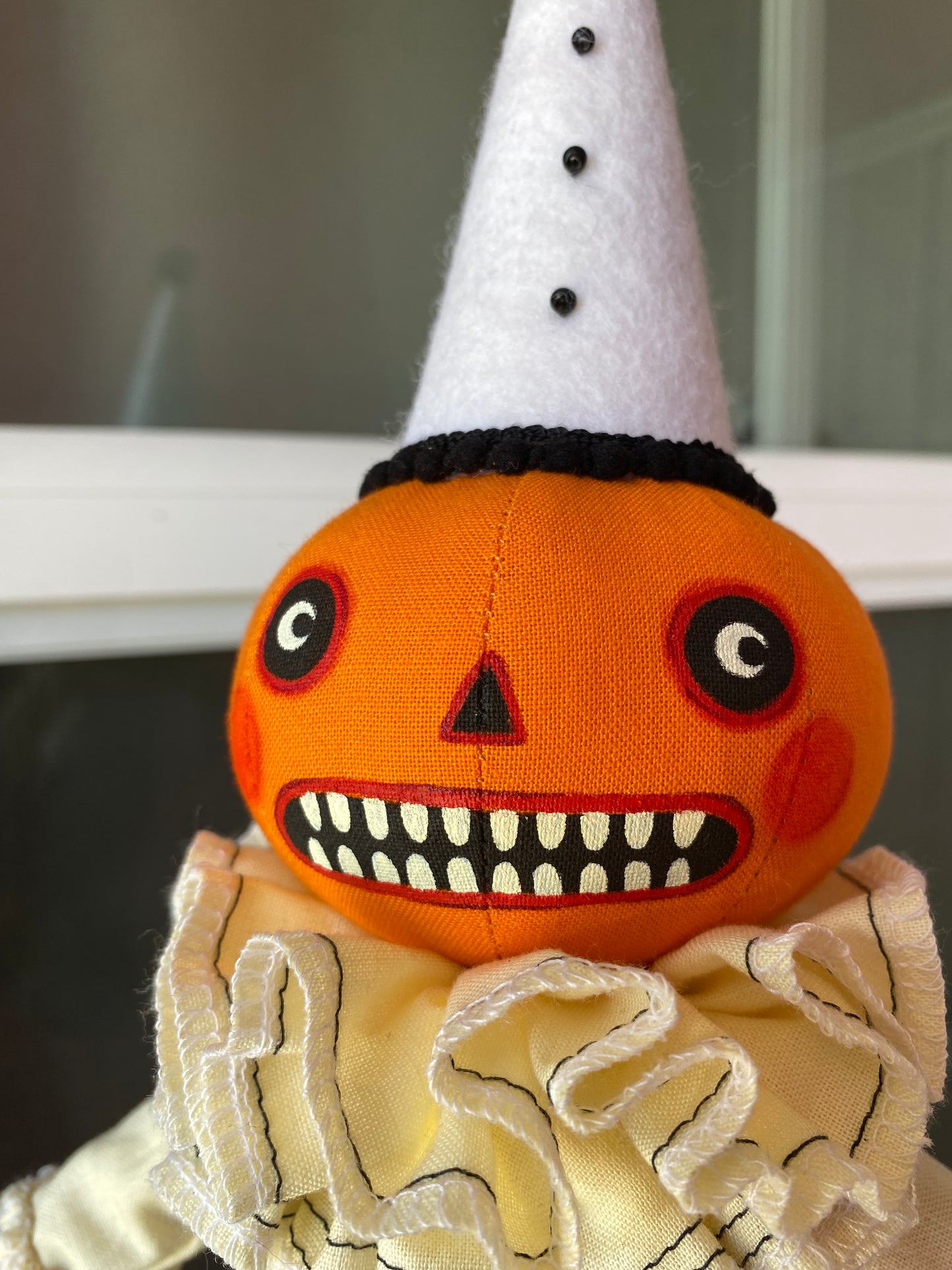 Handmade Pumpkin Clown Doll