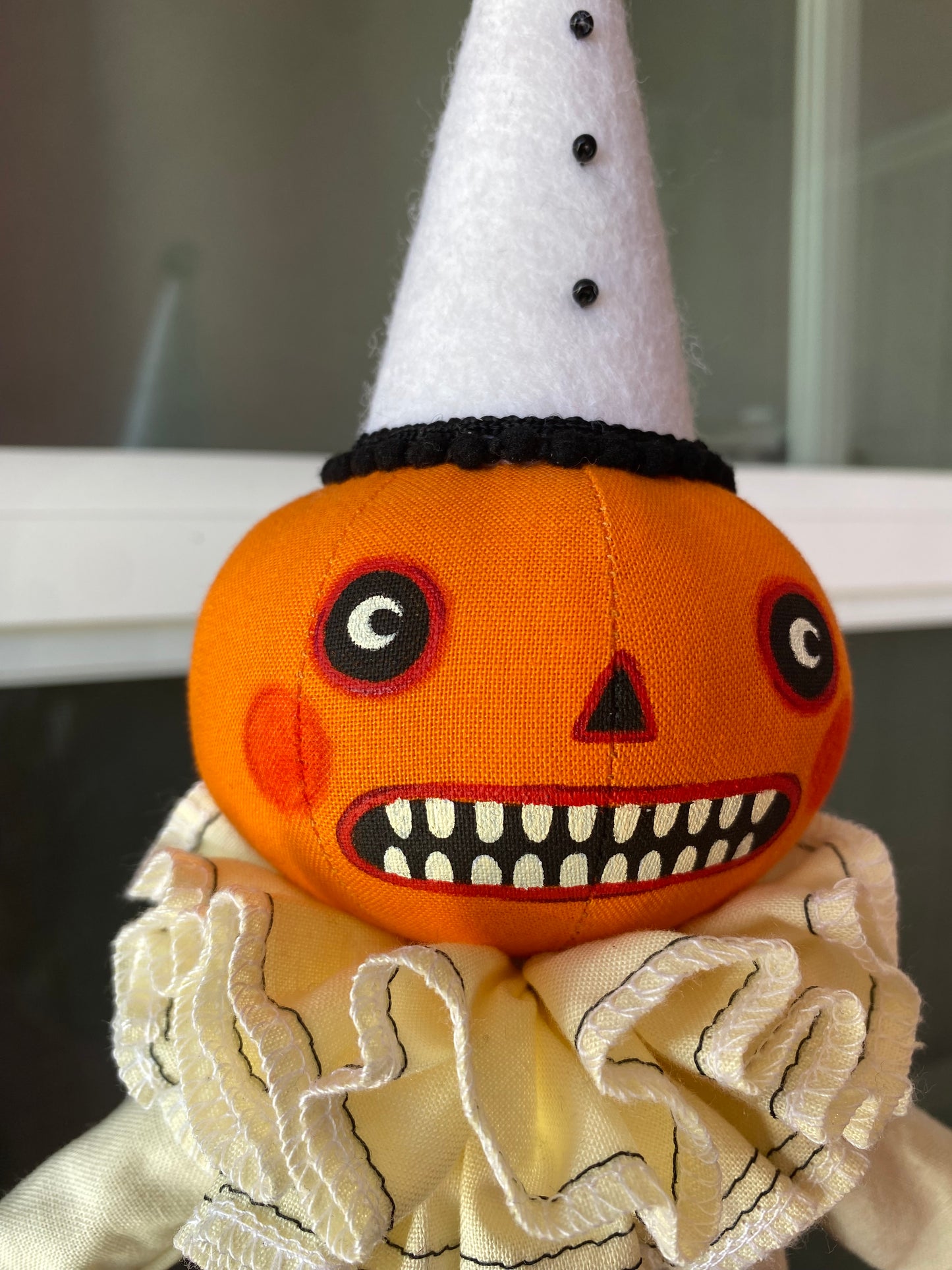 Handmade Pumpkin Clown Doll