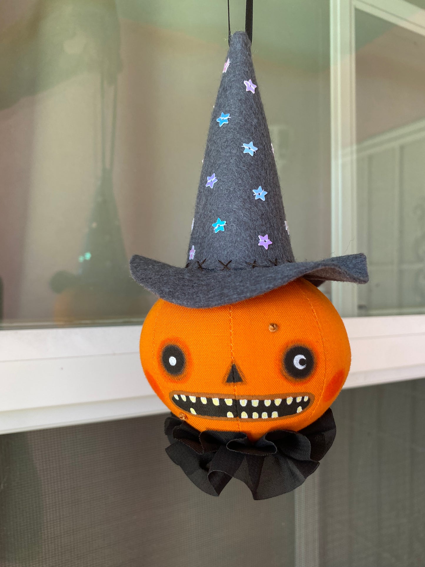 Handmade Pumpkin Witch Ornament