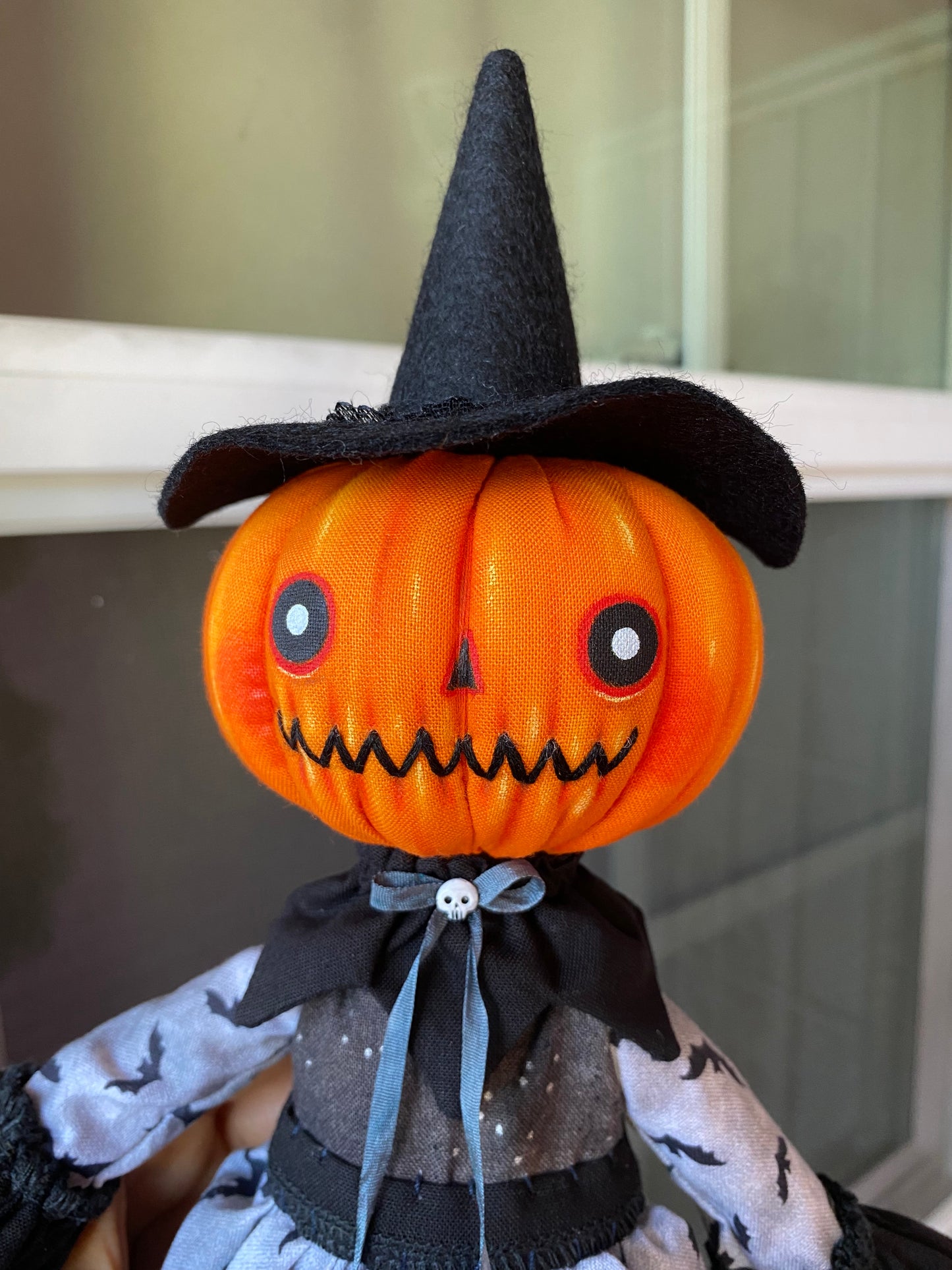 Handmade Pumpkin Witch Doll