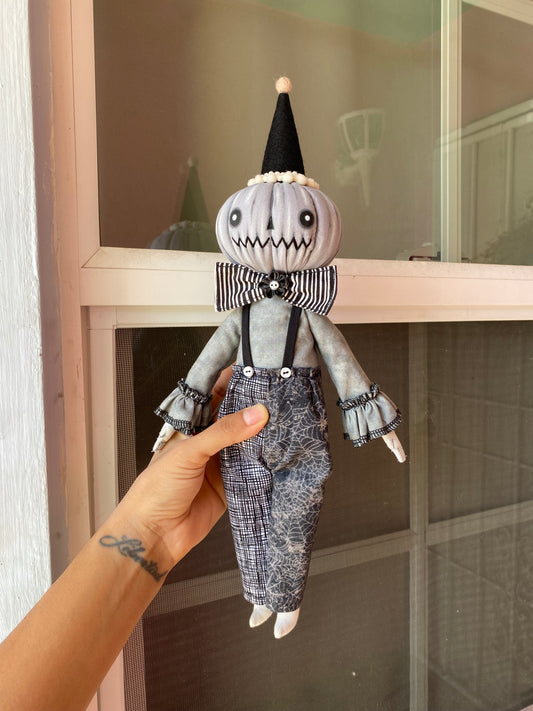 Handmade Pumpkin Clown Doll