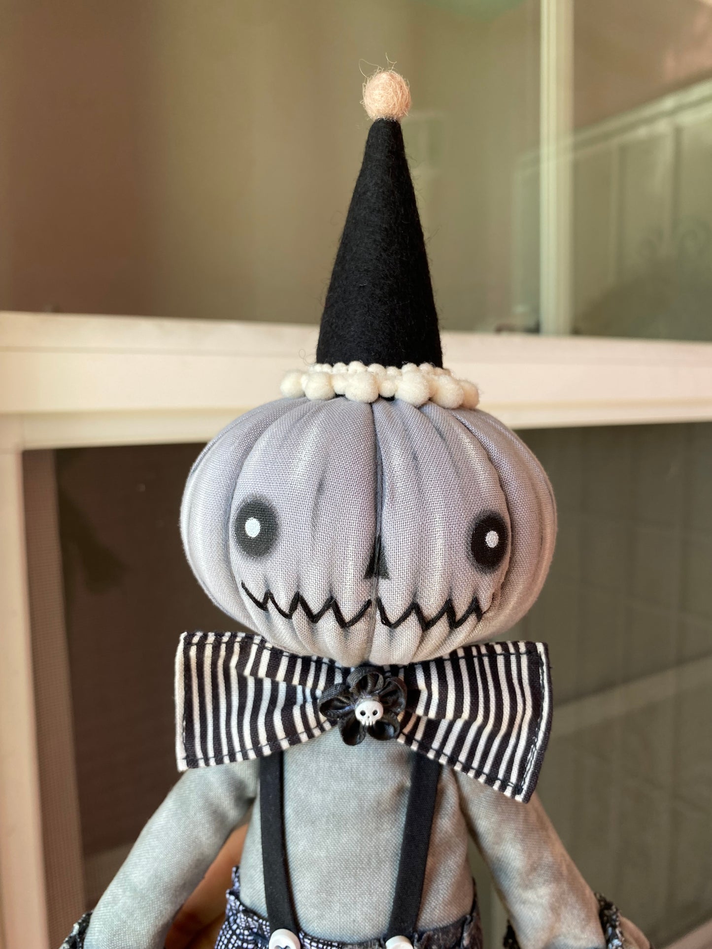 Handmade Pumpkin Clown Doll