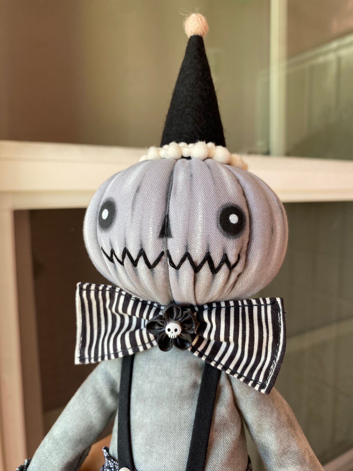 Handmade Pumpkin Clown Doll