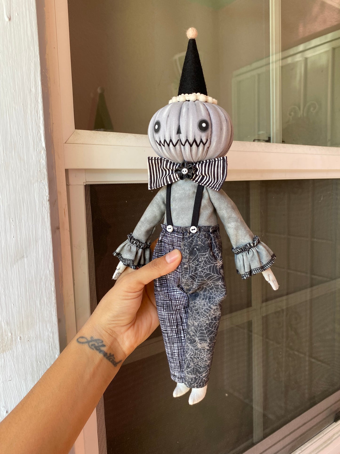 Handmade Pumpkin Clown Doll