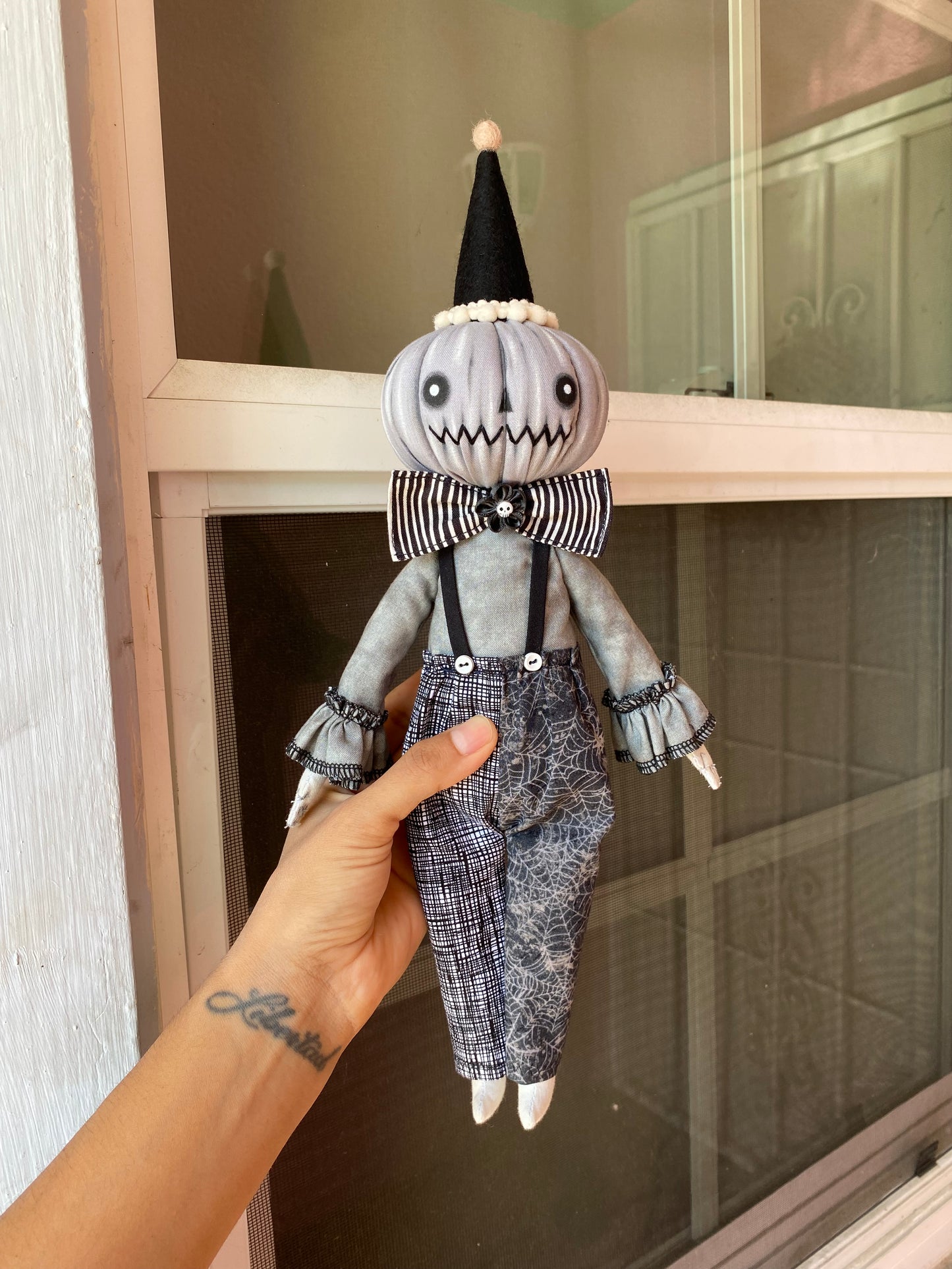 Handmade Pumpkin Clown Doll