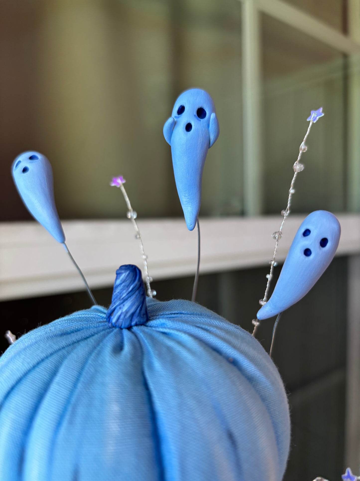 Handmade Pumpkin Blue Ghost Doll