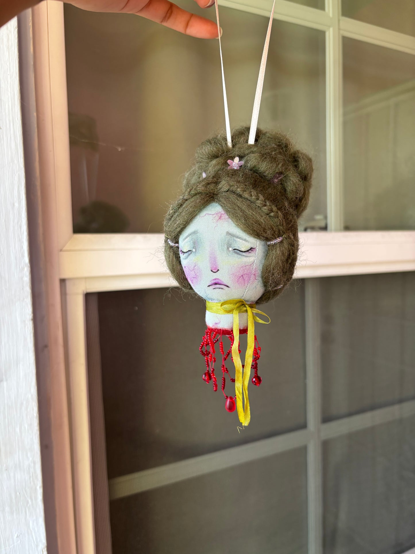 Handmade Ribbon Girl Head Ornament