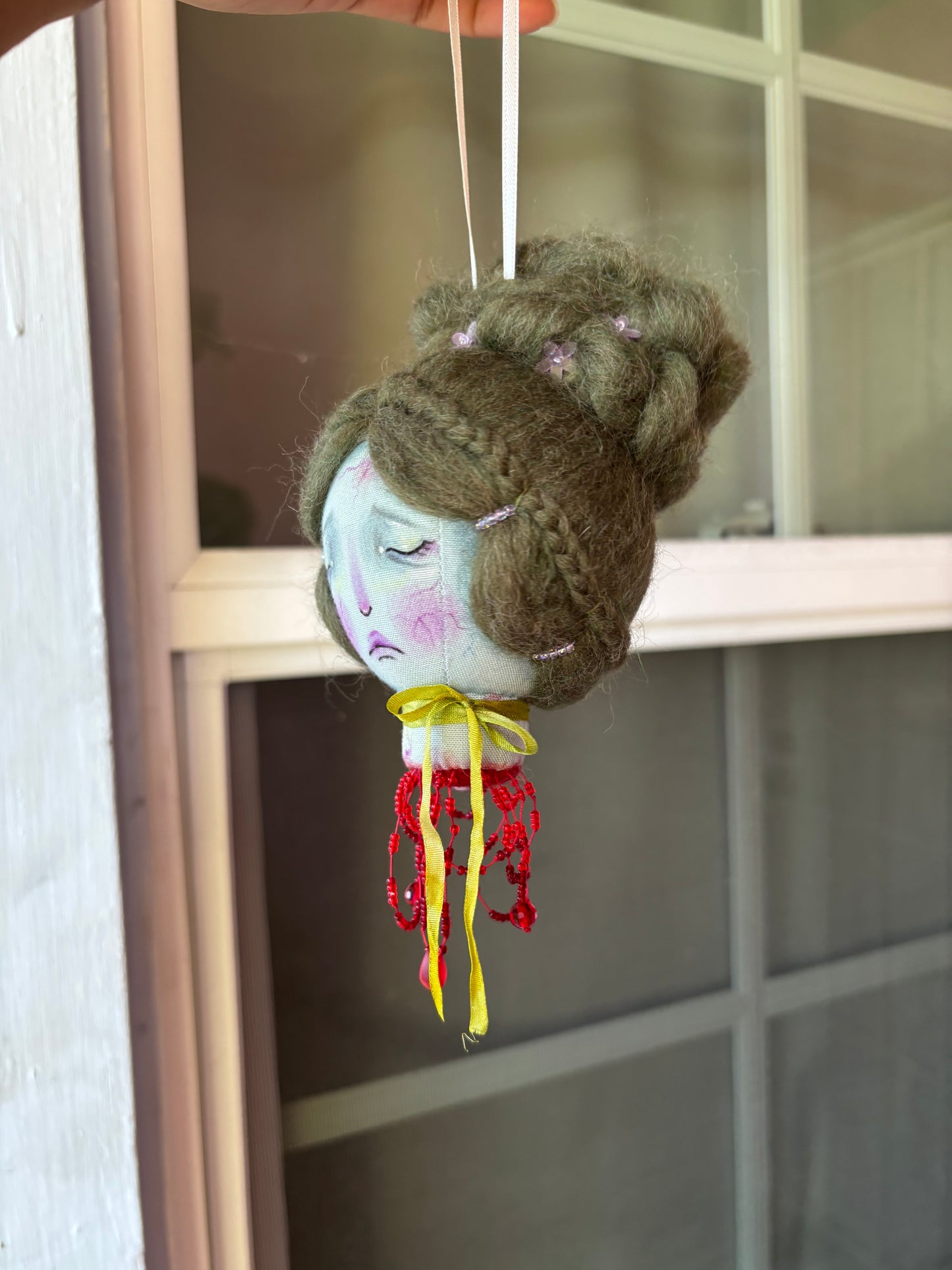 Handmade Ribbon Girl Head Ornament