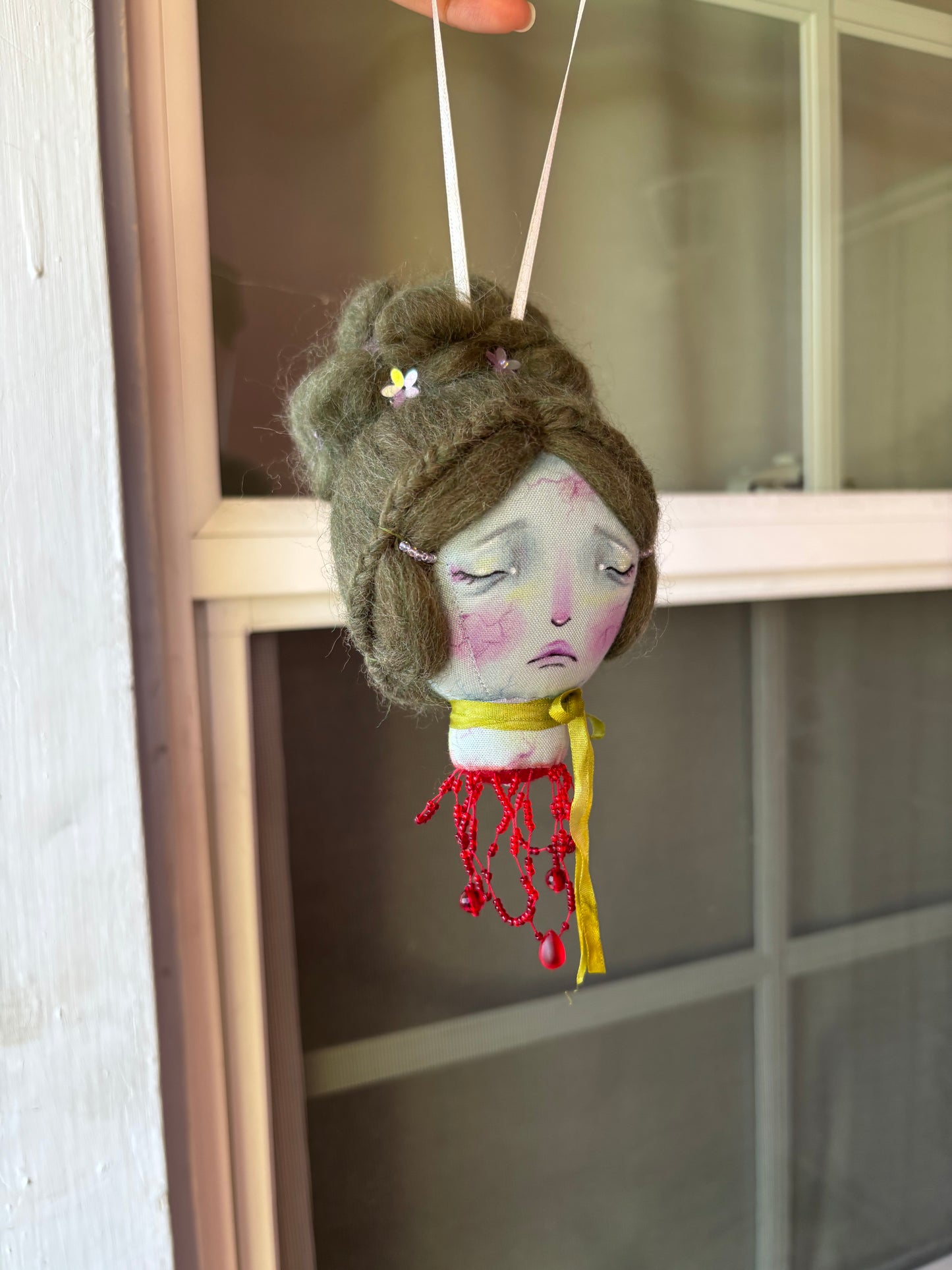 Handmade Ribbon Girl Head Ornament