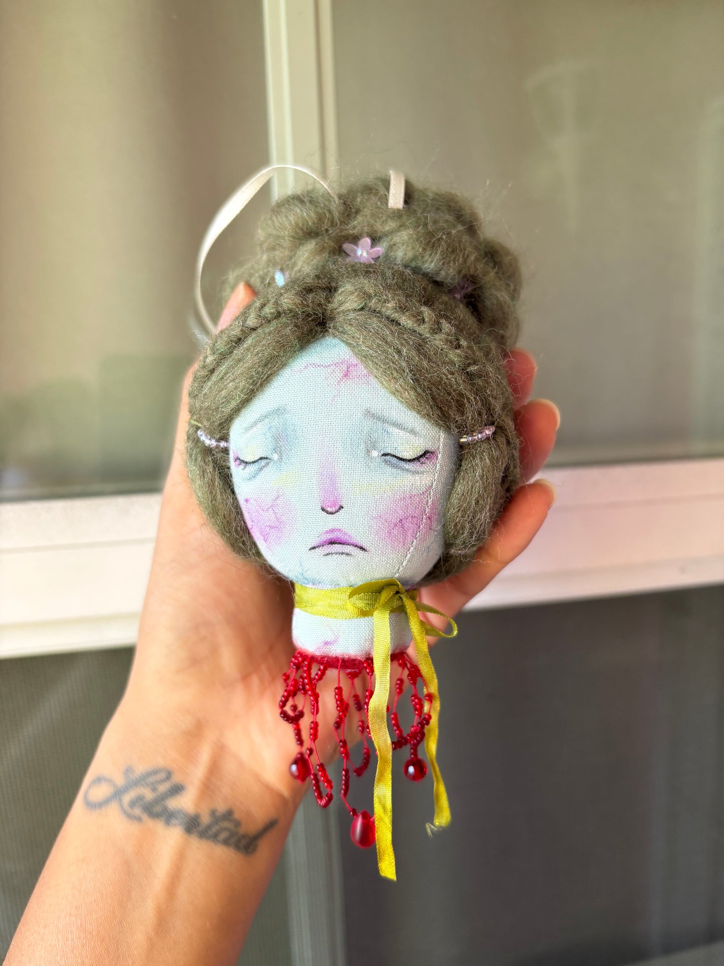 Handmade Ribbon Girl Head Ornament