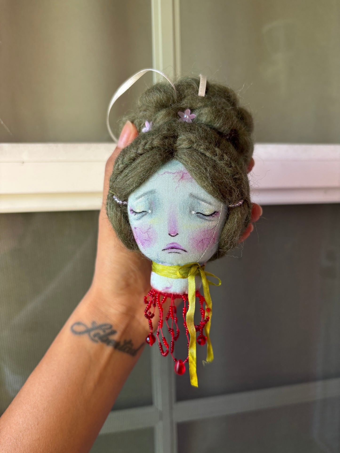 Handmade Ribbon Girl Head Ornament