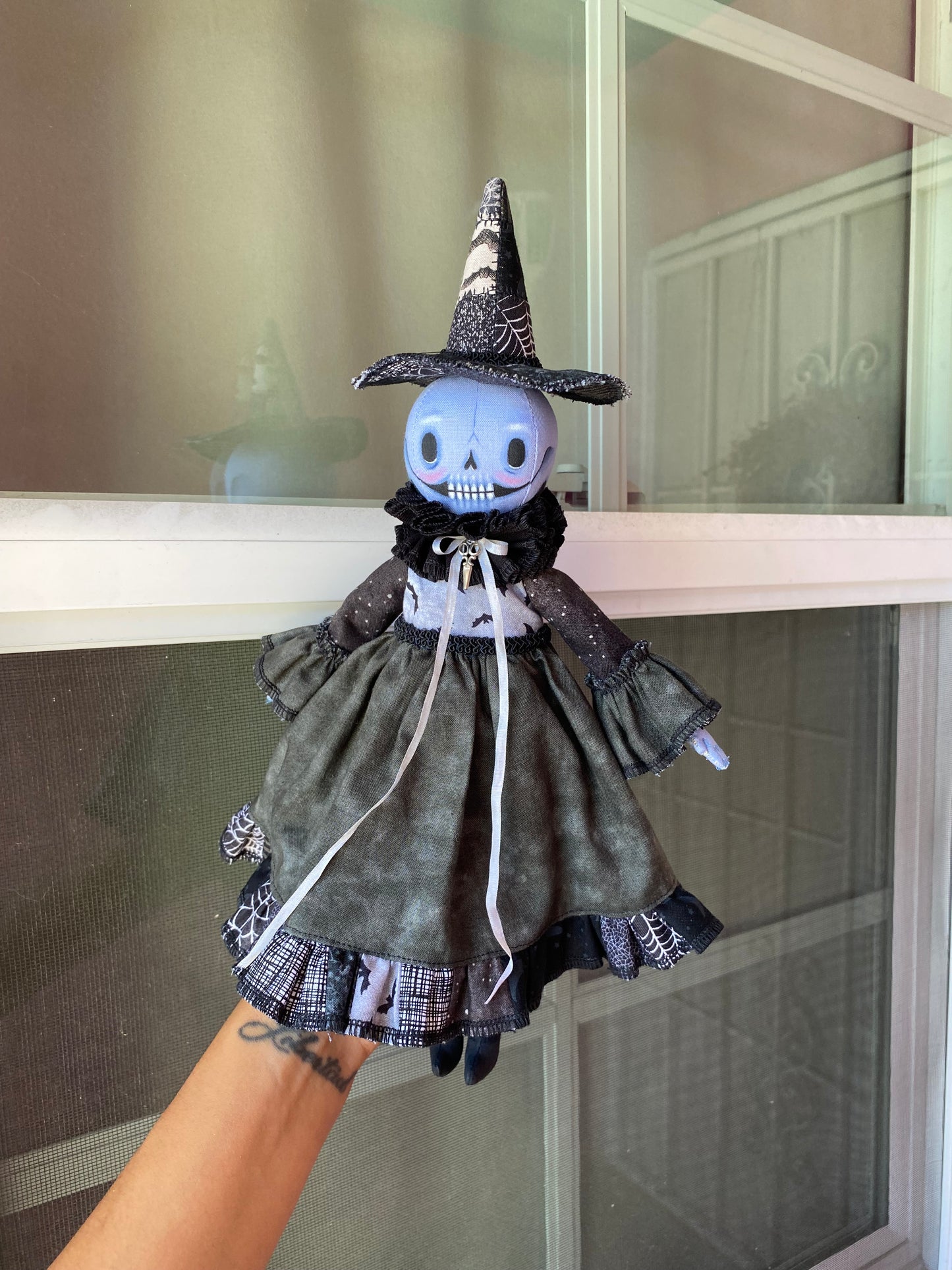 Handmade Skeleton Patchwork Witch Doll