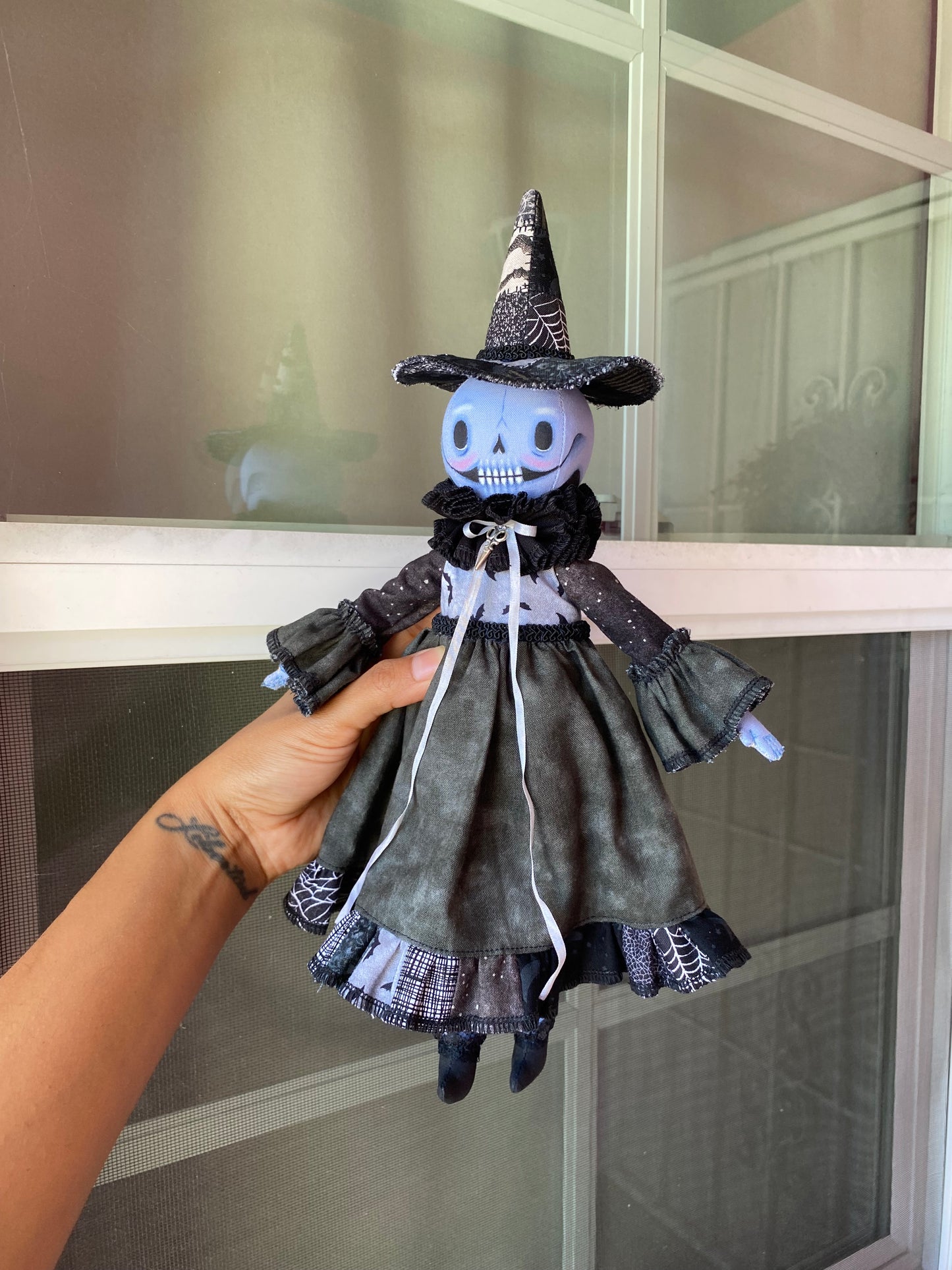 Handmade Skeleton Patchwork Witch Doll