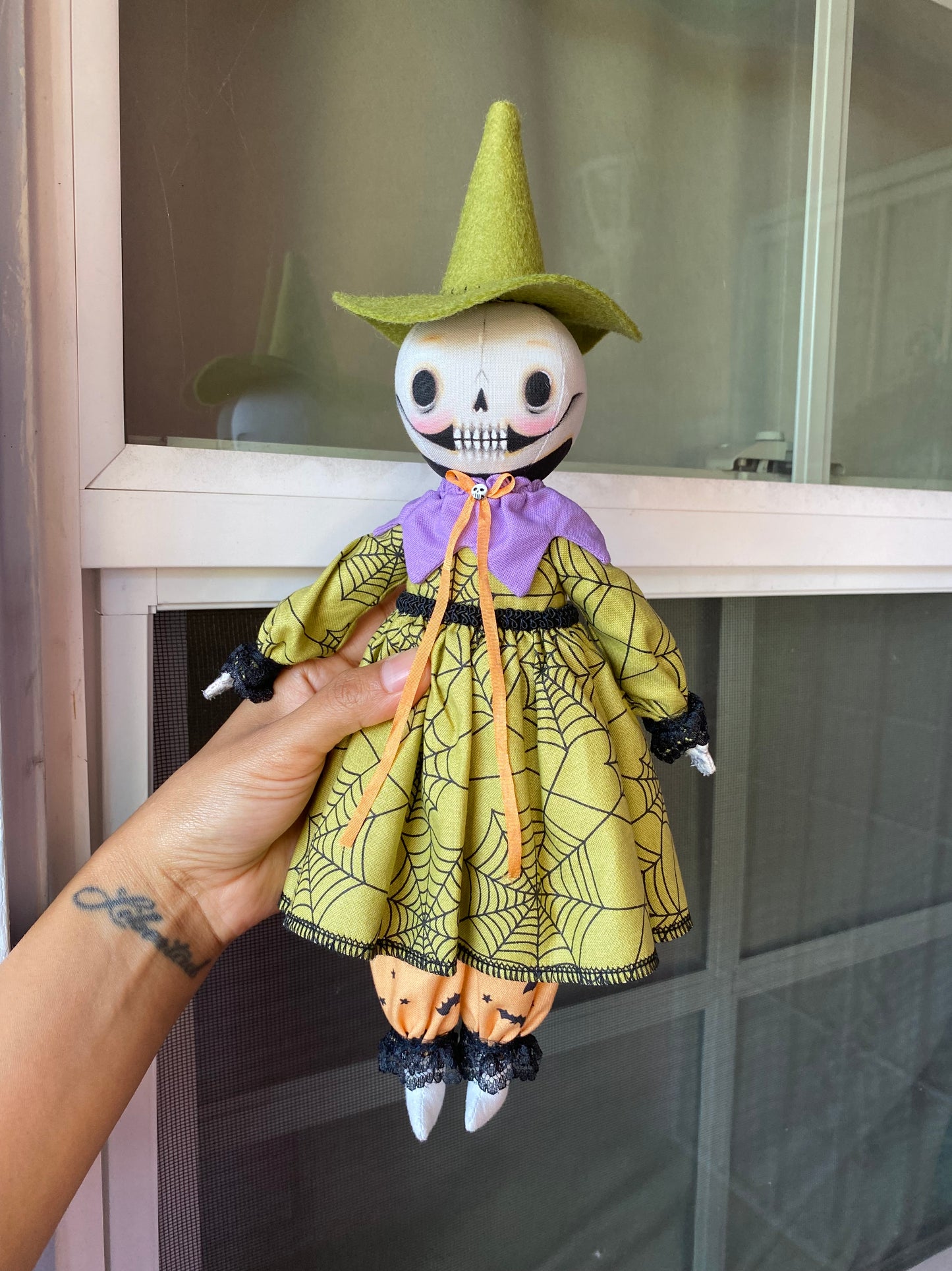 Handmade Halloween Skeleton Witch Doll