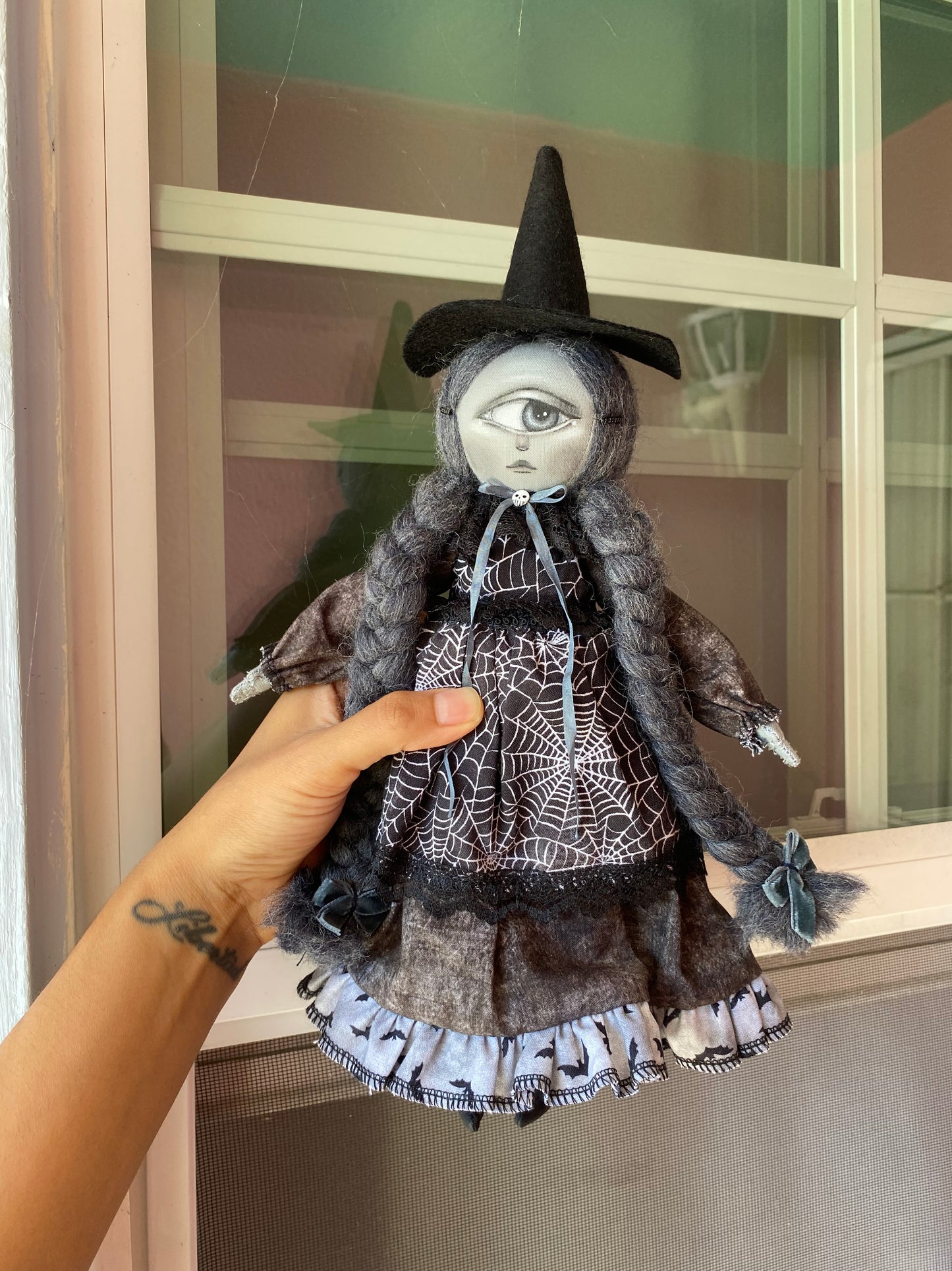 Handmade Halloween Cyclops Witch Doll